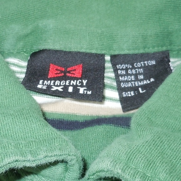 Green Emergency Exit Polo Shirt Large 100% Cotton - Picture 3 of 4